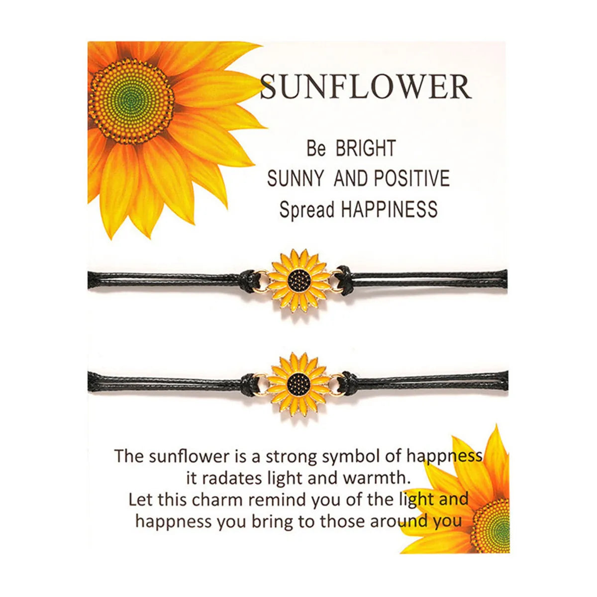 Ruby Wedding Ring-Sunflower Card Bracelet Creative Alloy Oil Drop Daisy Sunflower Woven Bracelet Female