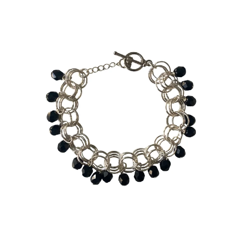 Custom Heart Charm Bracelet-The Donna Bracelet in Jet Black