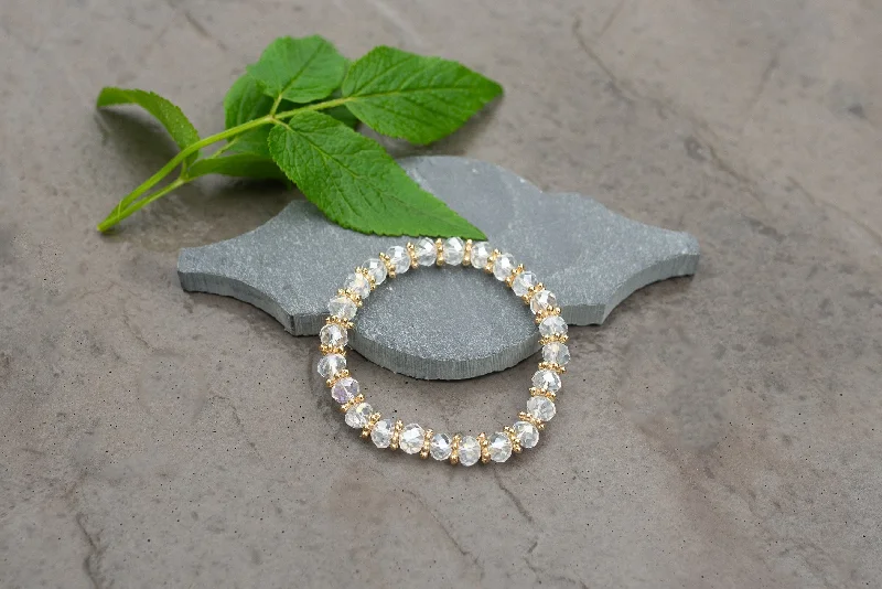 Simple Pearl Bracelet for Women-Clear Crystal Bead Bracelet