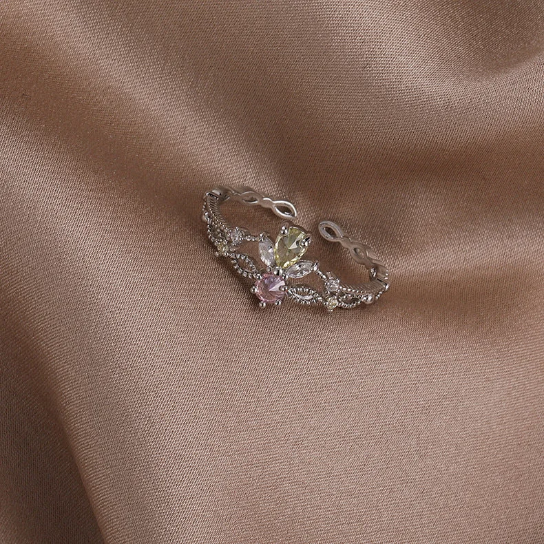 14# 21701c Pink Three-Petal Flower (Silver)