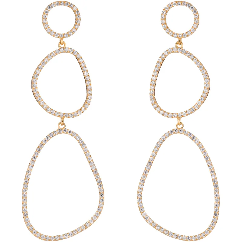 Clear Gemstone Earrings-Gold Mena