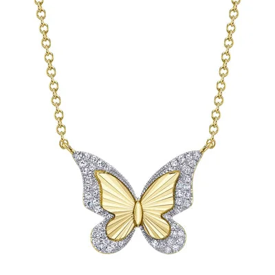 Fashion Crystal Pendant Necklace-0.10CT DIAMOND BUTTERFLY NECKLACE