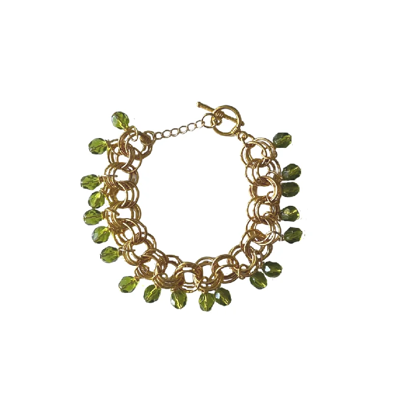 Leather Wrap Charm Bracelet-The Donna Bracelet in Olive