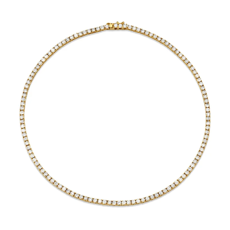 Custom Gold Necklace-18k LH Classic White Diamond Tennis Choker