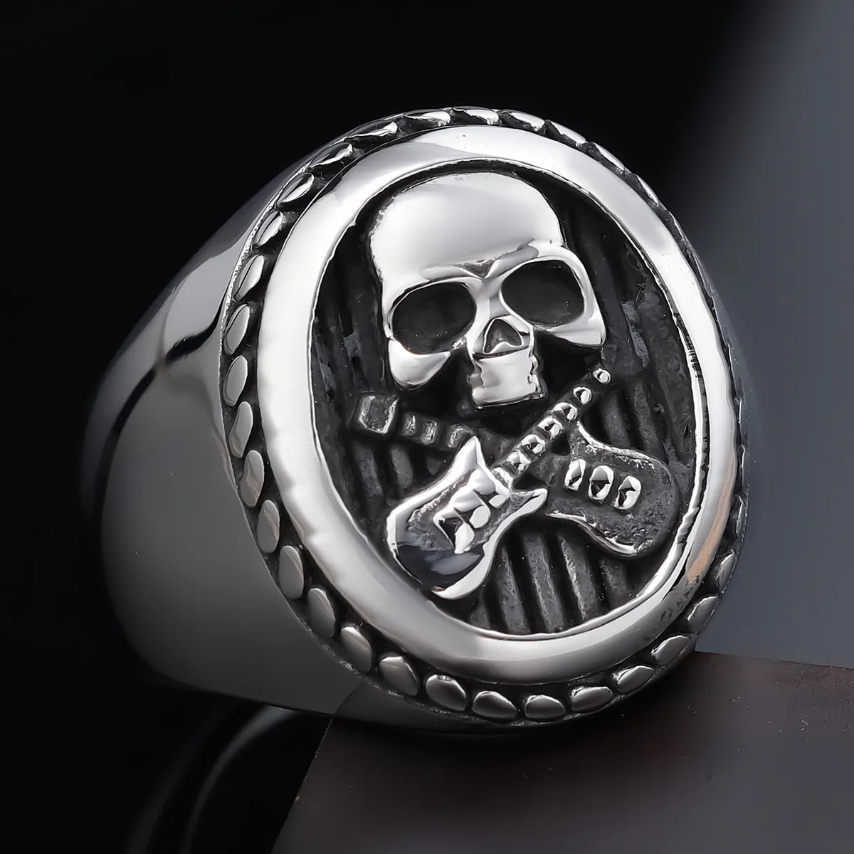 Designer Wedding Ring Set-Hip-Hop Streetwear Skull 304 Stainless Steel Titanium Steel Men'S Rings