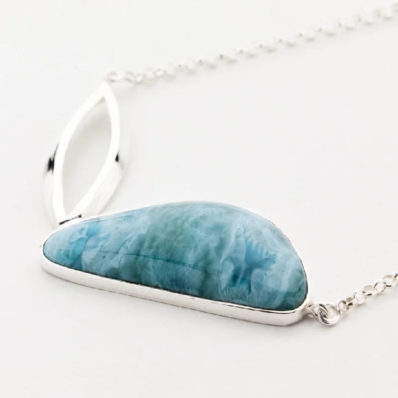 Classic Gemstone Pendant Necklace-Larimar Necklace Galecki