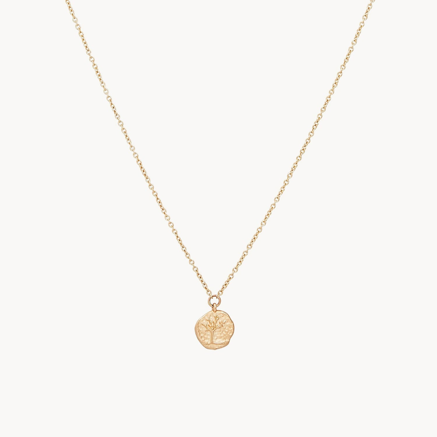 Designer Charm Necklace-tree of life little coin pendant necklace - 14k yellow gold