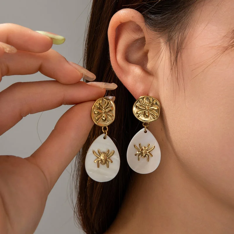 1 Pair Retro Animal Plating Stainless Steel 18k Gold Plated Drop Earrings