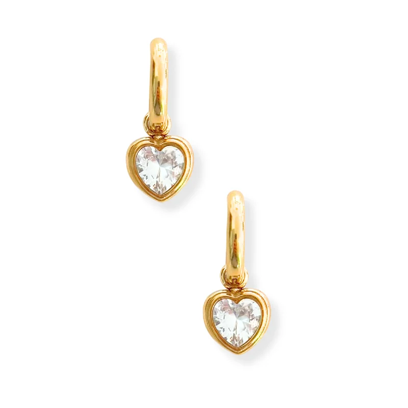 Wedding Earrings for Bride-Heart Charm Huggie Hoop Earing