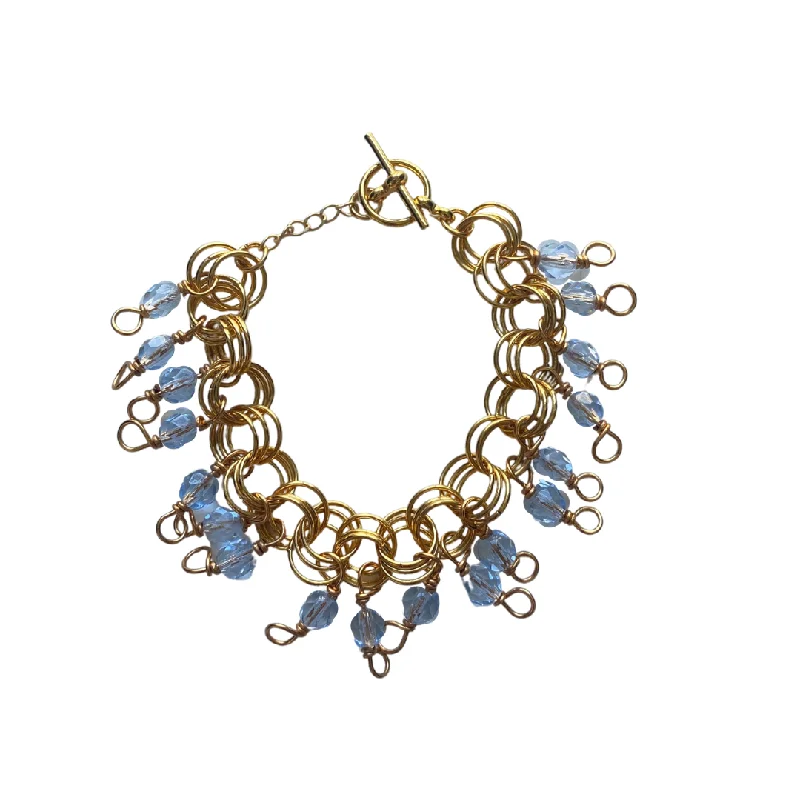 Men’s Leather Beaded Bracelet-The Donna Bracelet in Ice Blue