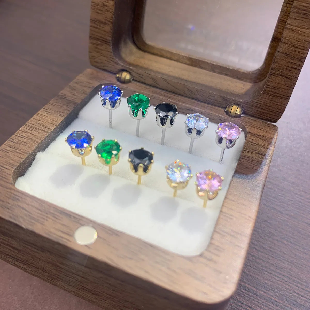 5 Colors Gold Stud Earrings