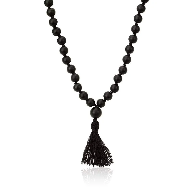 Elegant Choker Necklace-LH x JA Akasha Onyx Mala Bead Tassel Necklace | Ready to Ship