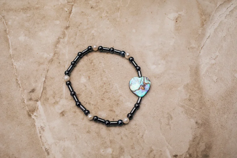 Custom Zodiac Charm Bracelet-Abalone Heart Bracelet