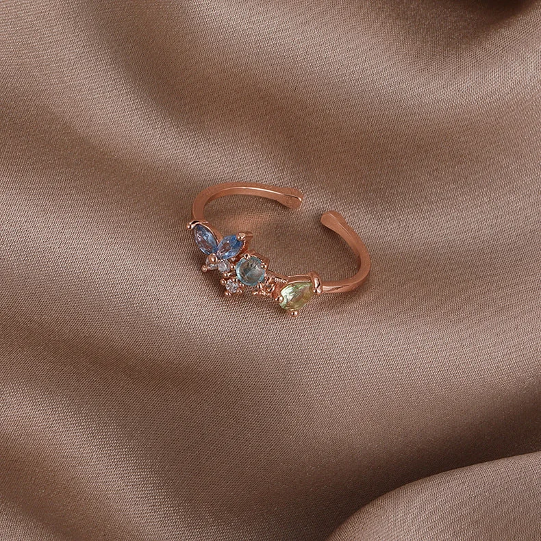 7# 21699b Blue Zirconium Butterfly (Rose Gold)