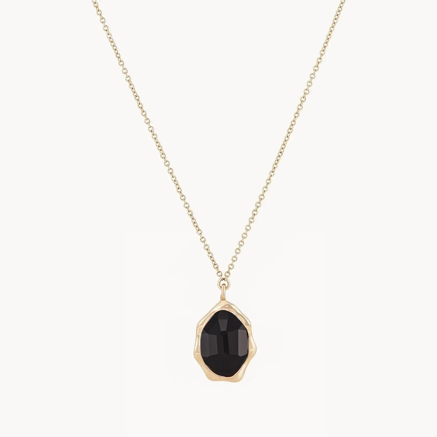 Sterling Silver Chain Necklace-black onyx mood necklace