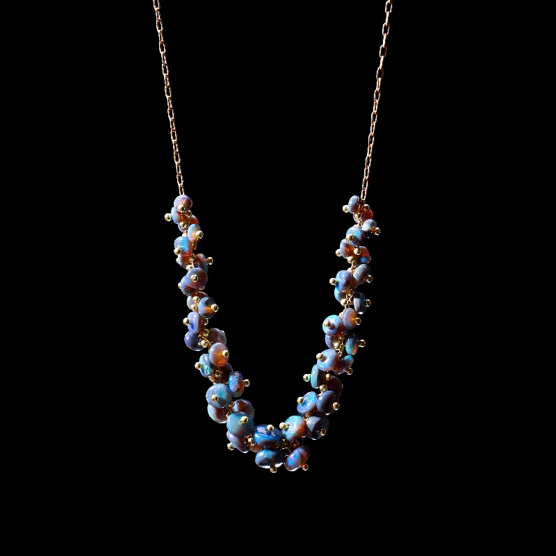 Layered Crystal Pendant Necklace-Opal Cluster Necklace