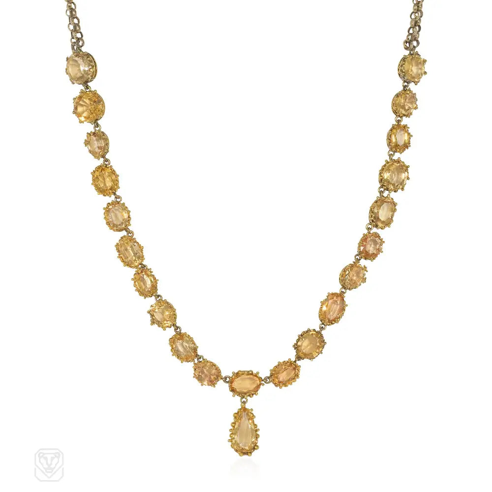 Classic Pearl Necklace-Georgian topaz and gold rivière necklace