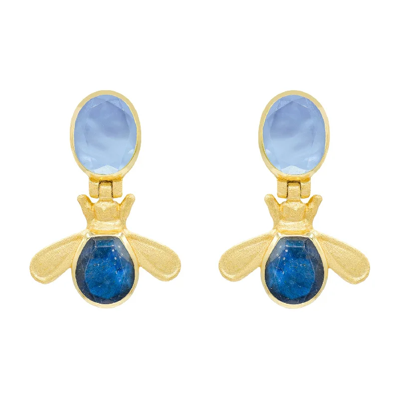 Elegant Drop Earrings-Blue Bee