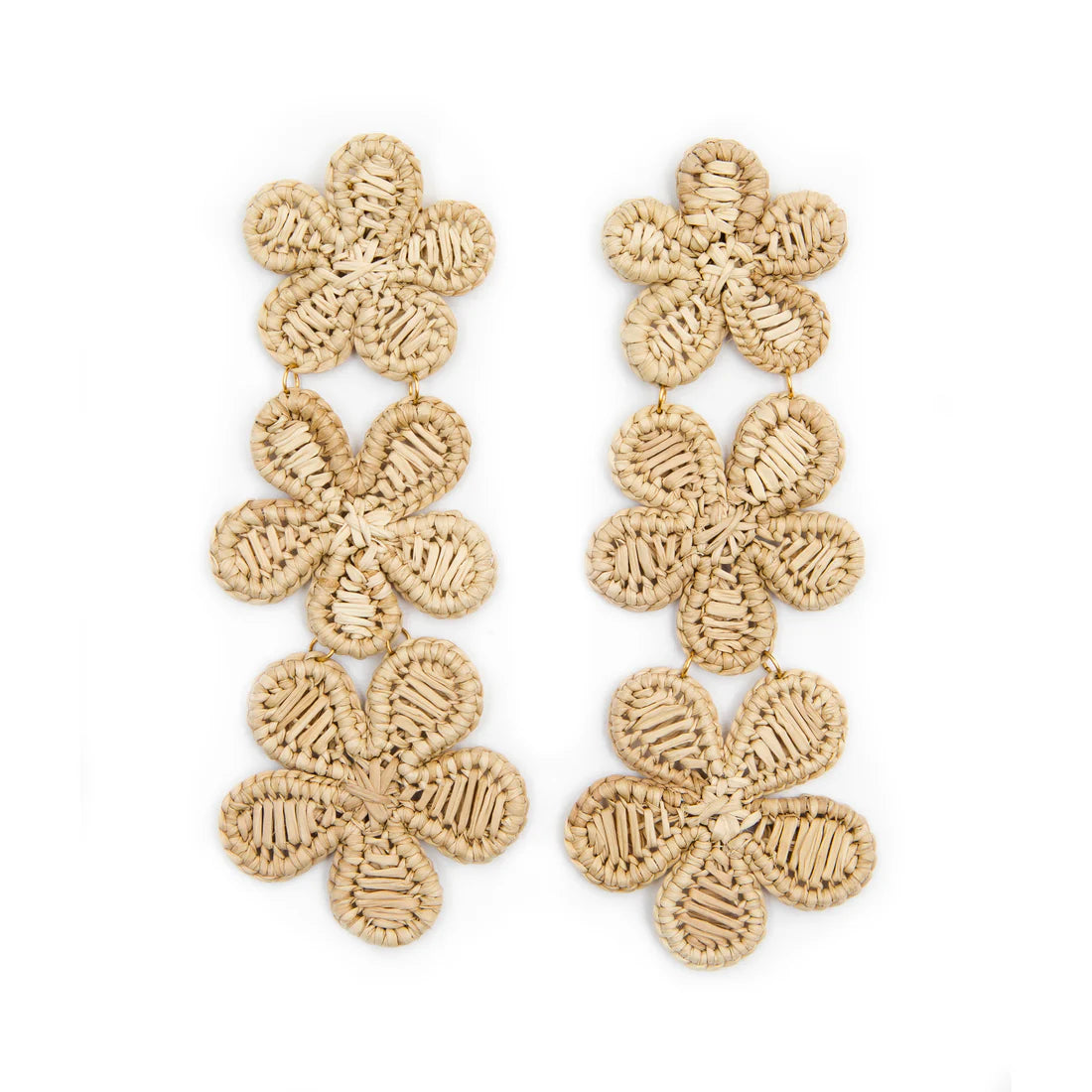 Statement Silver Earrings-Rattan flower