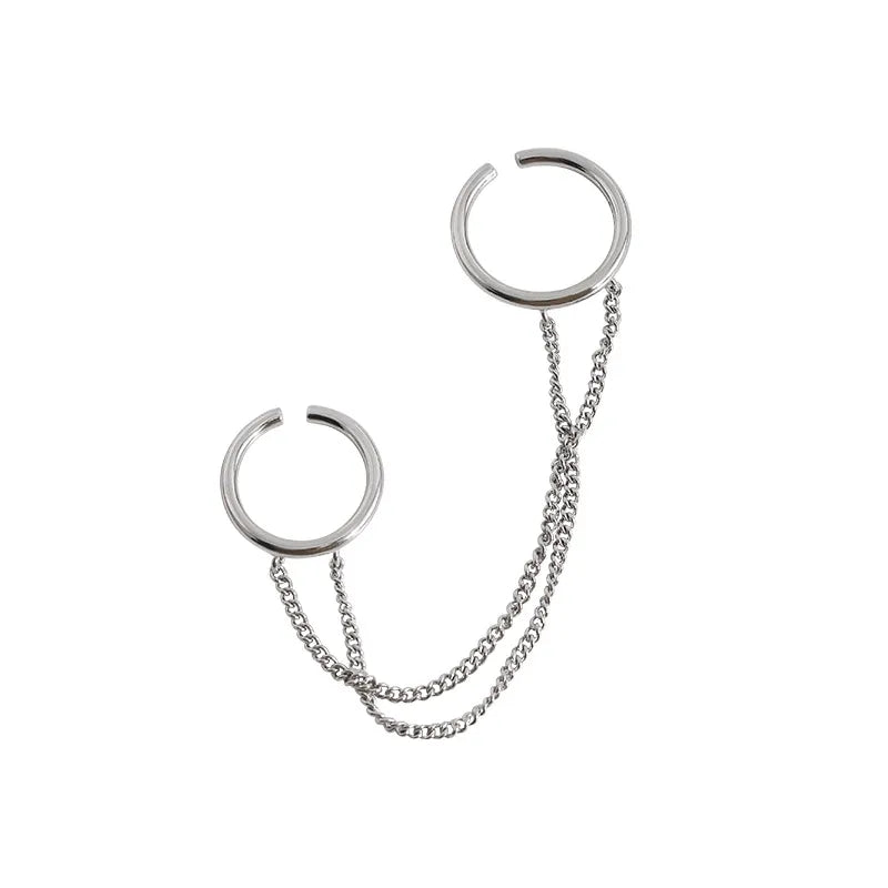 Chain Double-Layer Ring (White Gold Color)