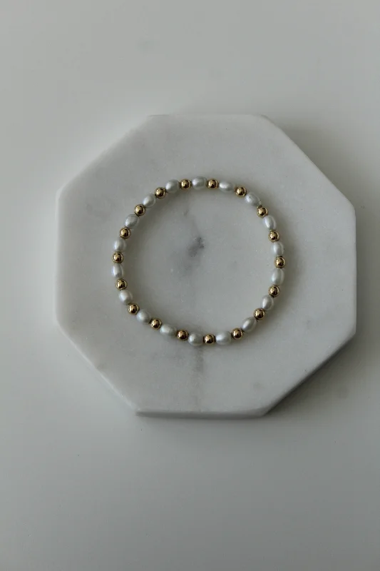 Elegant Silver Link Bracelet-Pearl Beaded Bracelet