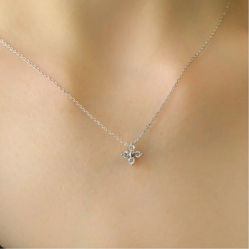 Custom Birthstone Necklace for Mom-Halle SILVER Necklace 925 Sterling Silver Four Leaf Clover With Zircon Pendant