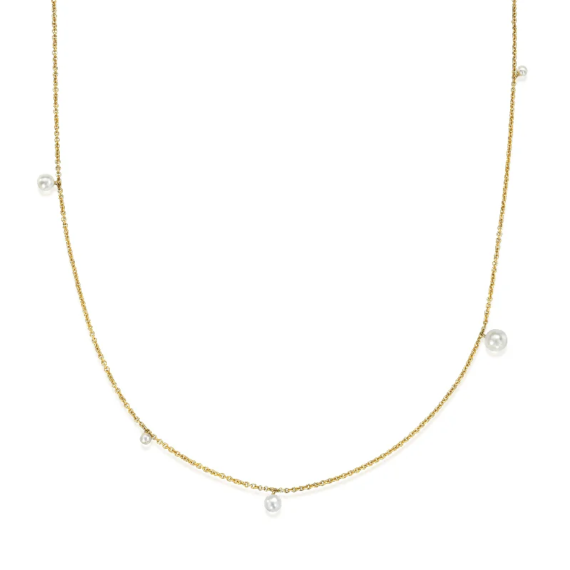 Custom Gold Necklace with Initials-Orbit Pearl Necklace