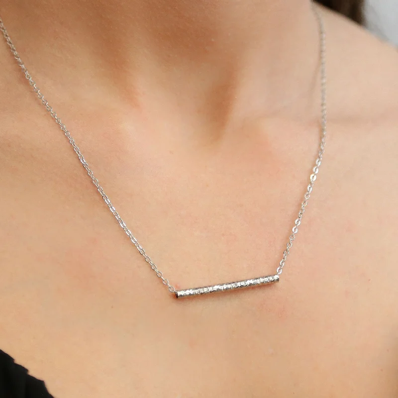 Butterfly Pendant Necklace-EOS - Silver Dainty Chain with Silver Rod Necklace