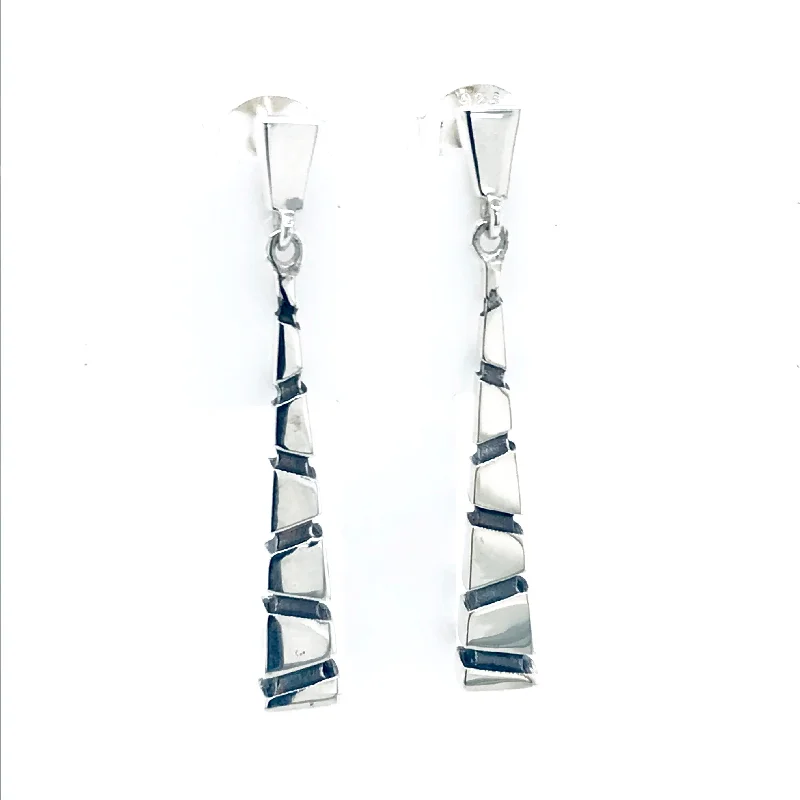 Diamond Hoop Earrings-Trapezoid Design Drop Earrings