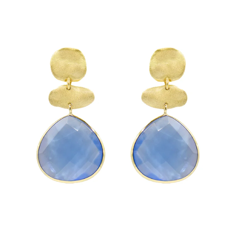 Gold Dangle Earrings-Tiara Tanzanite