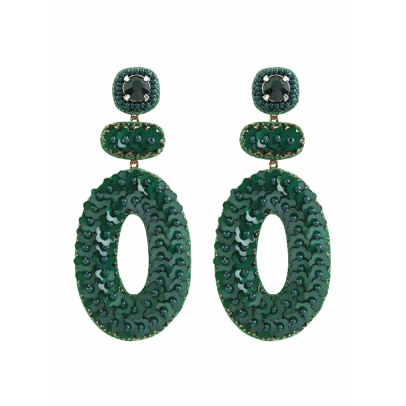 Handmade Crystal Drop Earrings-Brit Green