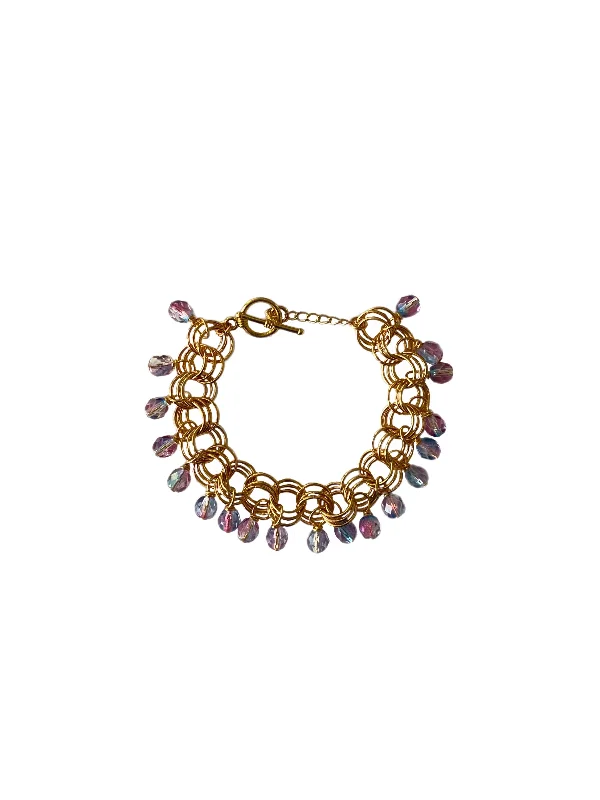 Simple Gold Charm Bracelet-The Donna Bracelet in Pink-Blue