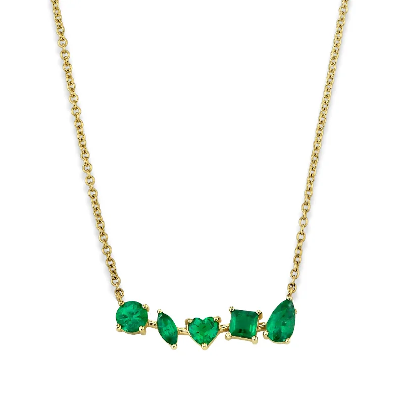 Simple Gold Chain Necklace-Harmony Emerald Necklace | Ready to Ship