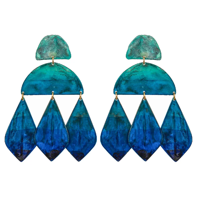 Swarovski Crystal Earrings-Ocean Ombre Kalaiya Earrings