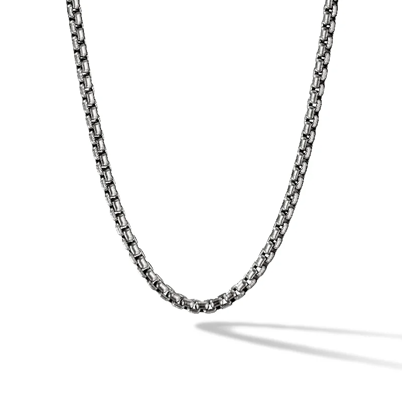 Birthstone Necklace for Mom-Box Chain Necklace in Sterling Silver\, 3.6mm