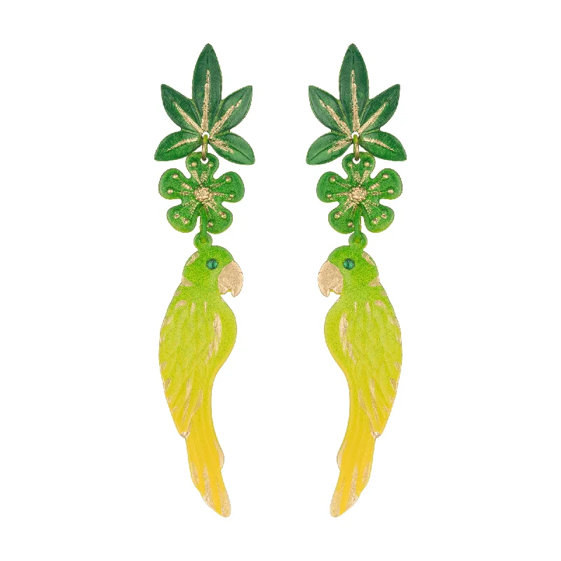 Simple Hoop Earrings-Lime Macaw Earrings