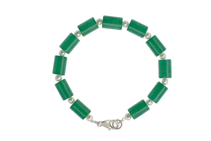 Personalized Adjustable Bracelet-Barrel Aventurine & Pearl Bracelet