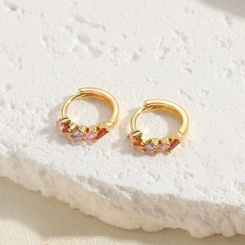 Colorful Irregular Zircon Earrings