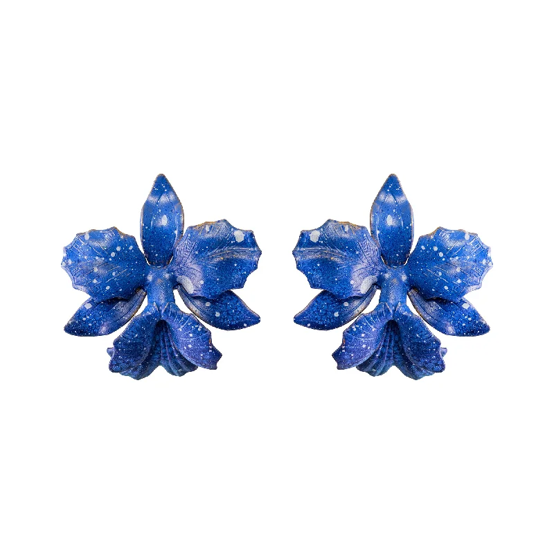 Large Hoop Earrings-Midnight Laelia Orchid Studs