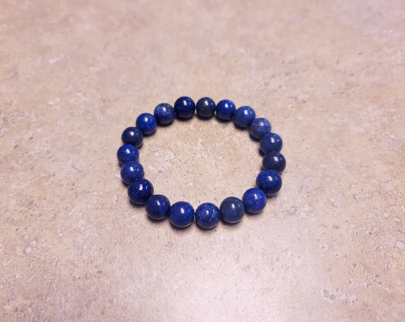 Custom Silver Charm Bracelet-Lapis Stretch Bracelet