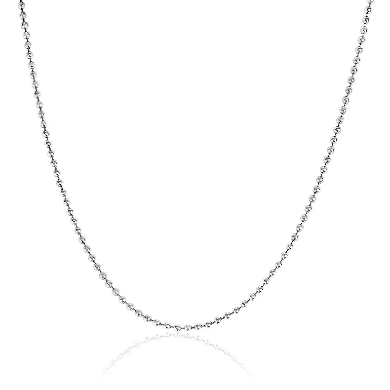 Silver Pendant with Diamonds-Men's Ball Chain Necklace