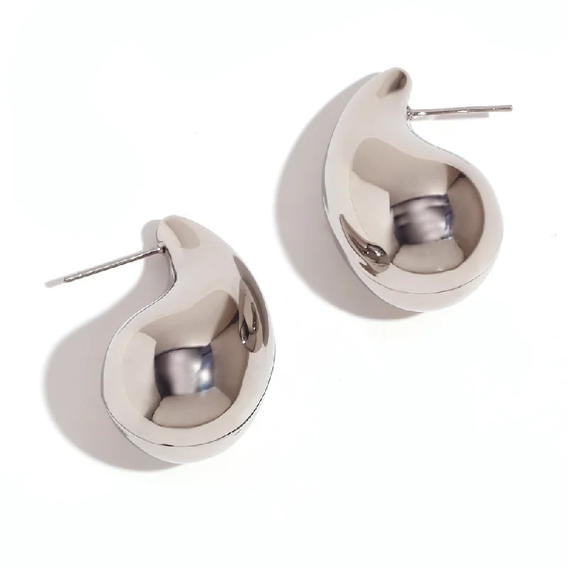 Hollow Three-Dimensional Pear-Shaped Ear Studs-Ea544901s Steel Color