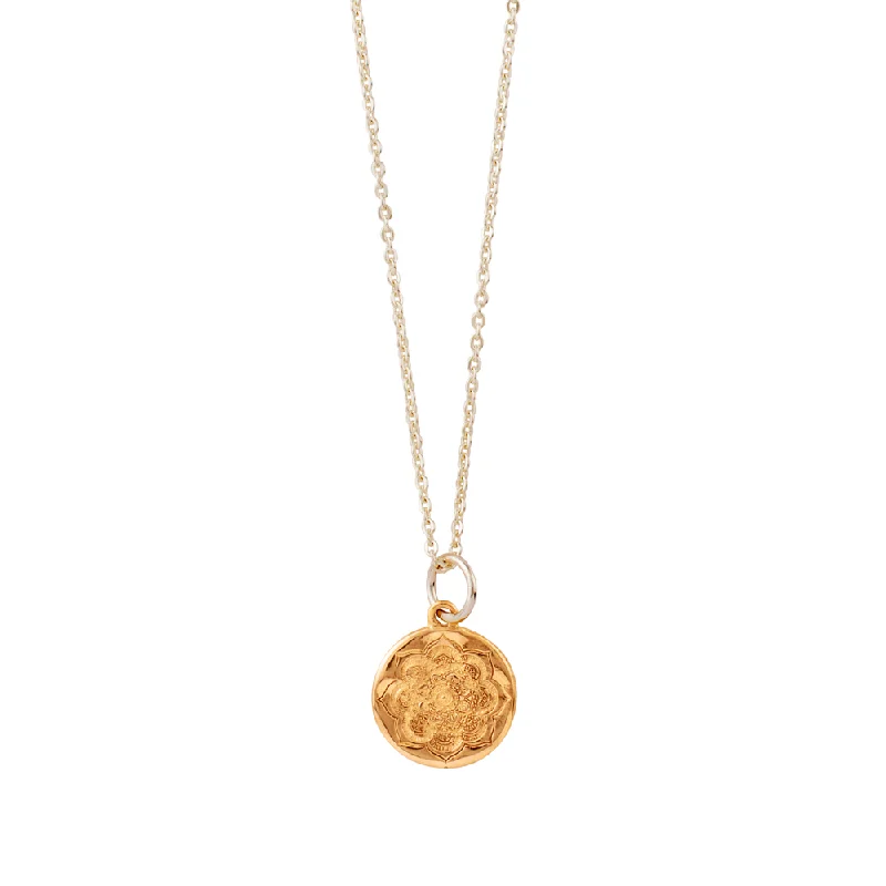 Simple Rope Necklace-Lotus Coin Necklace in Bronze