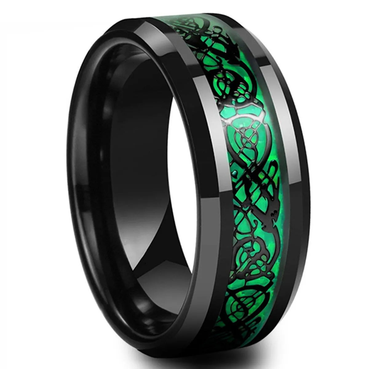 Green Background Black Film Dragon Pattern