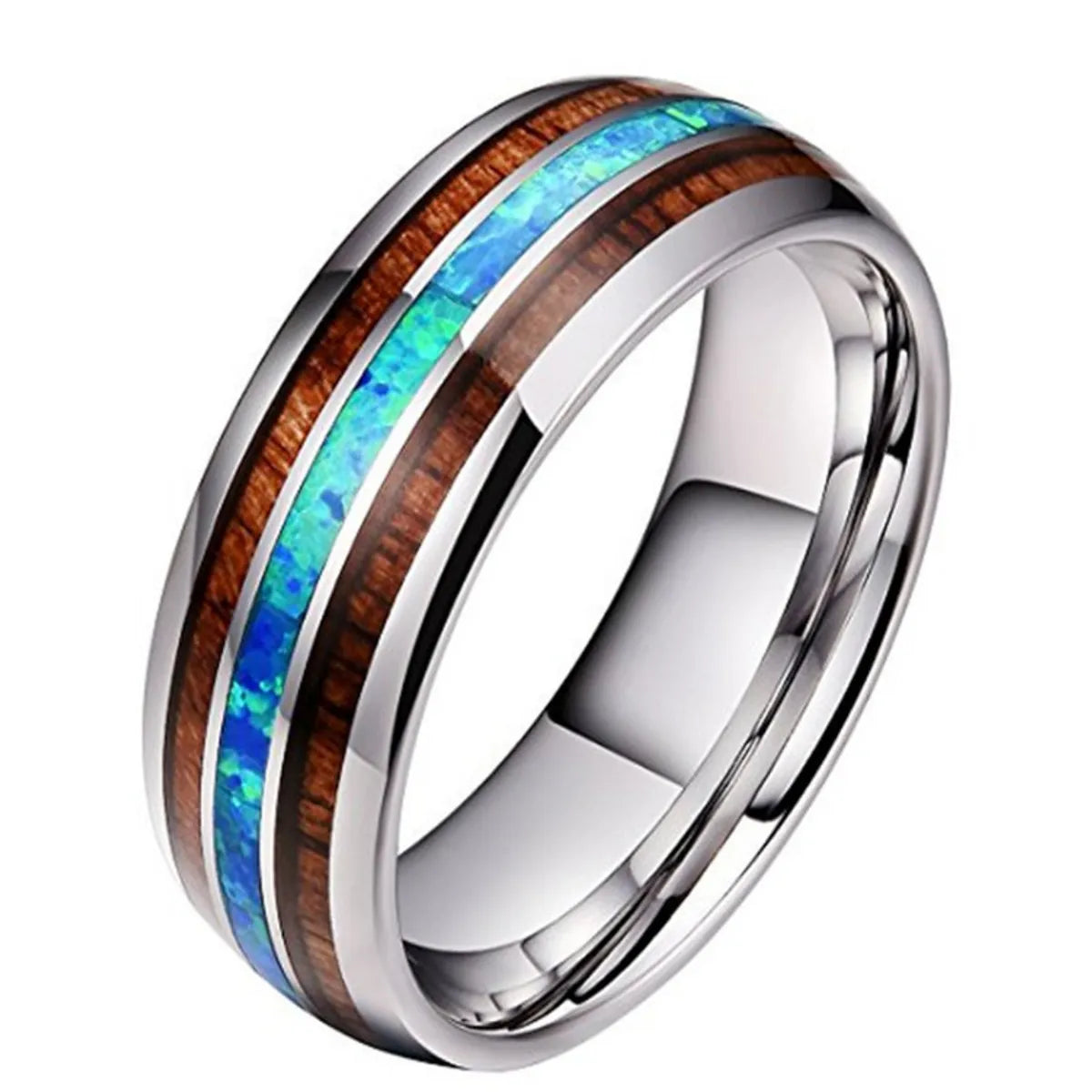 Classic Rose Gold Wedding Band-Commute Color Block Stainless Steel Polishing Men'S Rings