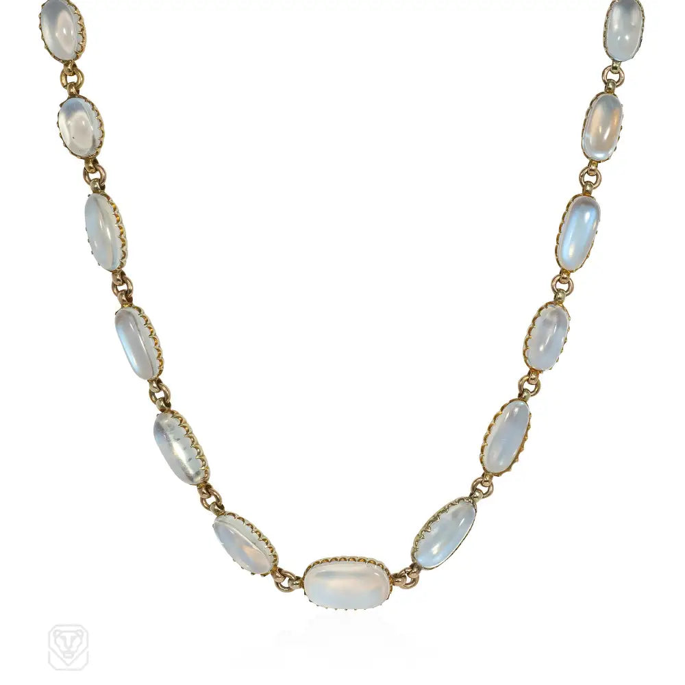 Pearl Chain Necklace-Moonstone and gold rivière necklace