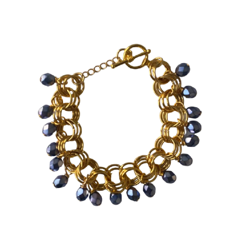 Pearl Cluster Bracelet-The Donna Bracelet in Dark Blue