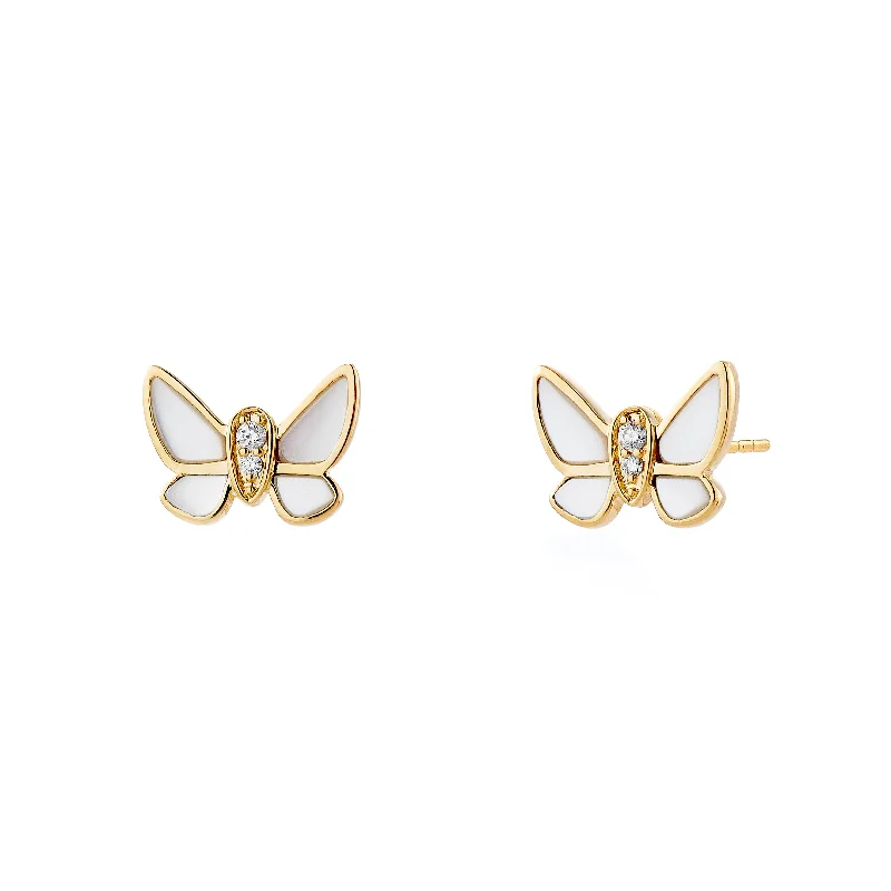 Heart Shaped Drop Earrings-Butterfly Studs