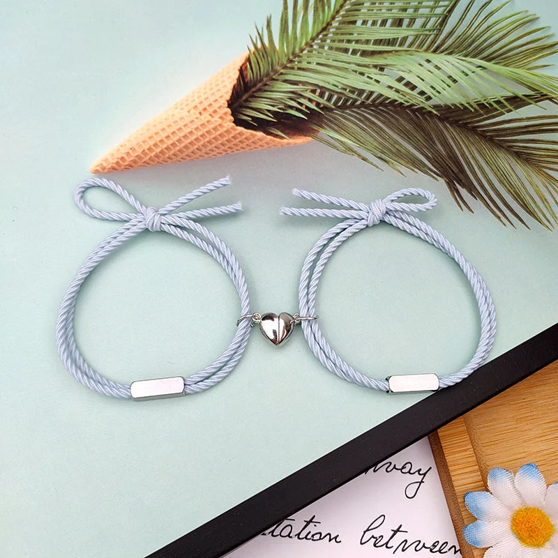 Love Rubber Band Stainless Steel Light Blue Pair