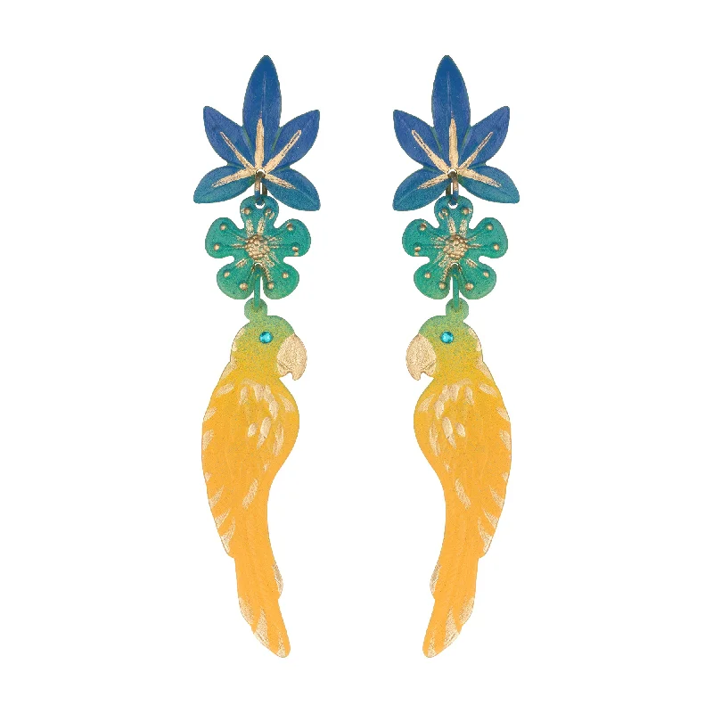 Classic Diamond Earrings-Carib Macaw Earrings